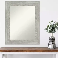 Dove Gray Washed Wood Framed Mirror