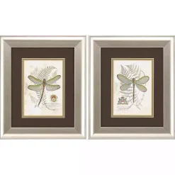 Dragonfly Silver Framed Art Prints, Set of 2