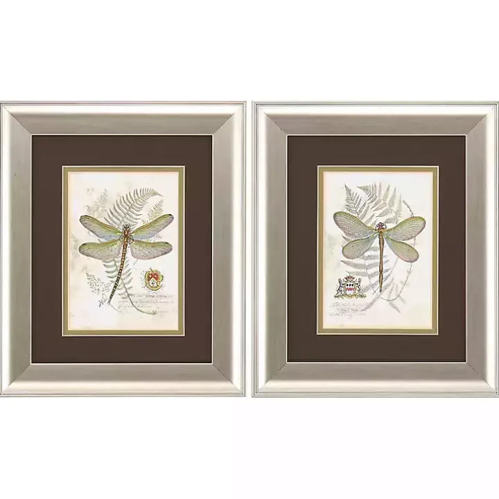 Dragonfly Silver Framed Art Prints, Set of 2