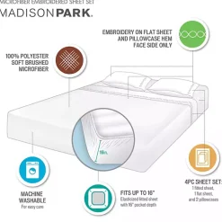 Elegant Geo Hem Microfiber 4-pc. Full Sheet Set