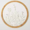 Embossed Ivory Floral Round Framed Wall Plaque