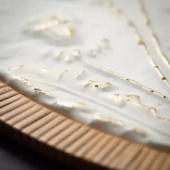 Embossed Ivory Floral Round Framed Wall Plaque