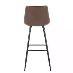Espresso Faux Leather Metal Bar Stools, Set of 2
