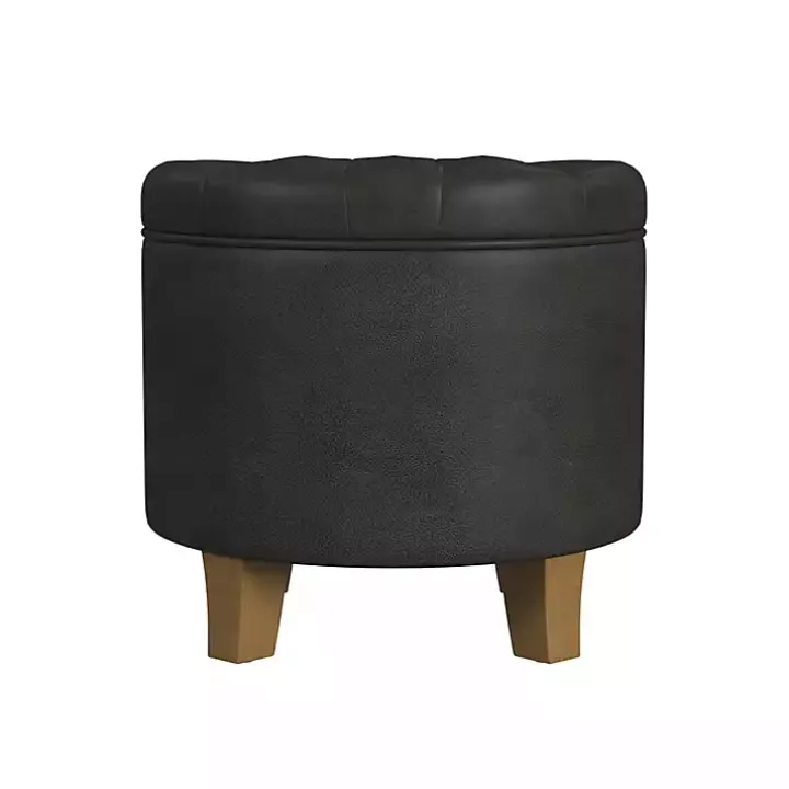 Espresso Faux Leather Tufted Storage Ottoman