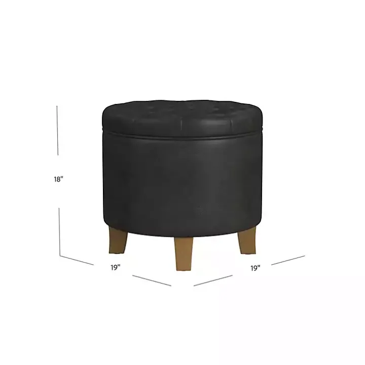Espresso Faux Leather Tufted Storage Ottoman