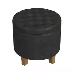 Espresso Faux Leather Tufted Storage Ottoman