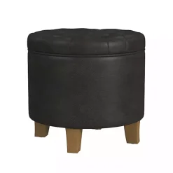 Espresso Faux Leather Tufted Storage Ottoman