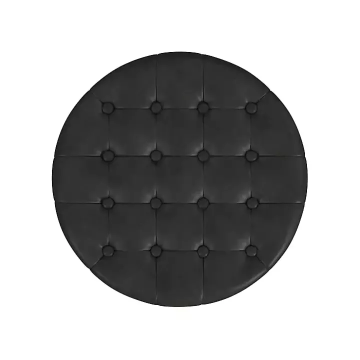 Espresso Faux Leather Tufted Storage Ottoman