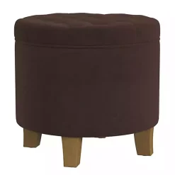 Espresso Velvet Tufted Storage Ottoman