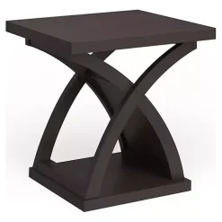 Espresso Wood X-Base Side Table
