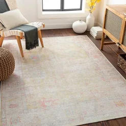Faded Botanical Washable Area Rug, 6x9