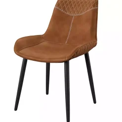 Faux Brown Leather Dining Chairs, Set of 2