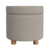 Fawn Round Velvet Storage Ottoman