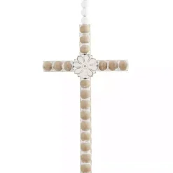 Floral Beaded Wood Cross Wall Plaques, Set of 3