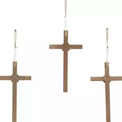 Floral Beaded Wood Cross Wall Plaques, Set of 3