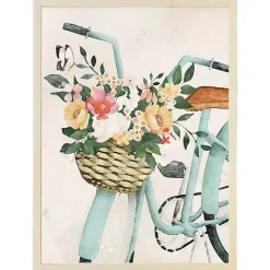 Floral Bike Basket Framed Art Print