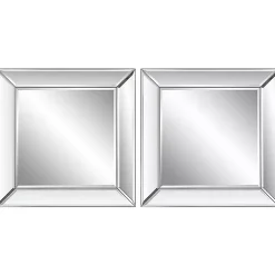 Frameless Beveled Square Mirrors, Set of 2