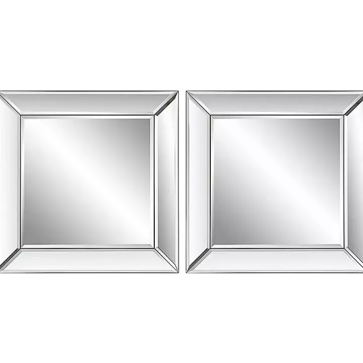 Frameless Beveled Square Mirrors, Set of 2