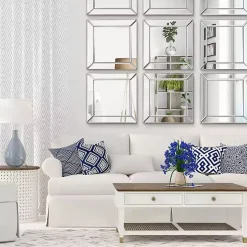 Frameless Beveled Square Mirrors, Set of 2