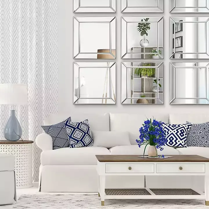 Frameless Beveled Square Mirrors, Set of 2