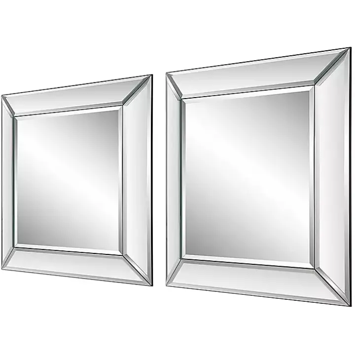 Frameless Beveled Square Mirrors, Set of 2