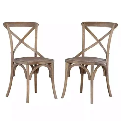 French Country X-Back Dining Chairs, Set of 2