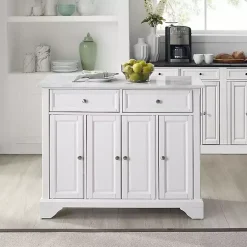 Gia All White Marble Kitchen Island