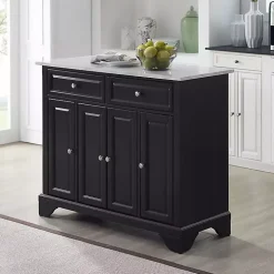 Gia Black and White Marble Kitchen Island