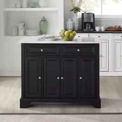 Gia Black and White Marble Kitchen Island