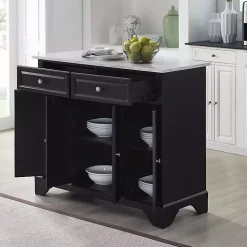 Gia Black and White Marble Kitchen Island