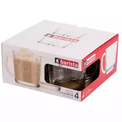 Glass Embossed Coffee Mugs, Set of 4