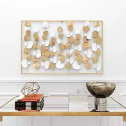 Glossy Gold Leaves Framed Wall Plaque