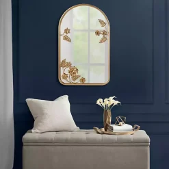 Gold Adaline Floral Arched Wall Mirror