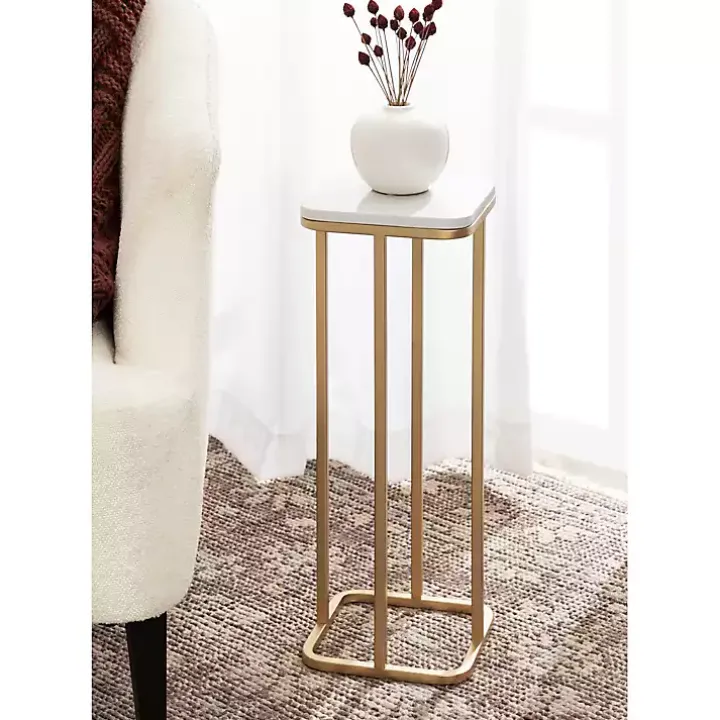 Gold and White Credele Accent Table