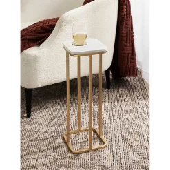 Gold and White Credele Accent Table