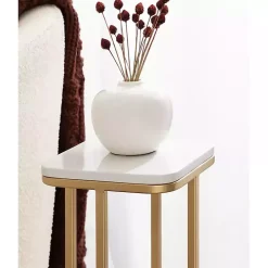 Gold and White Credele Accent Table