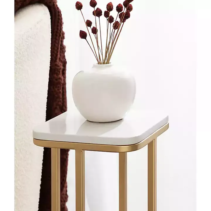 Gold and White Credele Accent Table