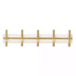 Gold and White 5-Hook Coat Rack