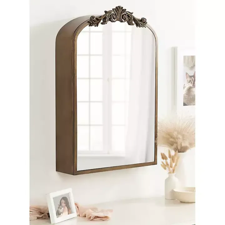 Gold Arendahl Arched Mirror Jewelry Cabinet