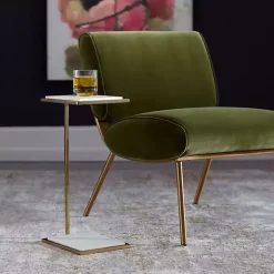 Gold Elevated Marble Accent Table