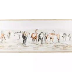 Gold Foil Wild Horses Framed Canvas Art Print