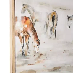 Gold Foil Wild Horses Framed Canvas Art Print