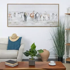 Gold Foil Wild Horses Framed Canvas Art Print