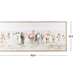 Gold Foil Wild Horses Framed Canvas Art Print