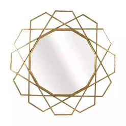 Gold Geometric Frame Wall Mirror