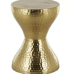 Gold Hammered Hourglass Accent Table