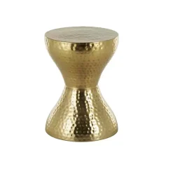 Gold Hammered Hourglass Accent Table