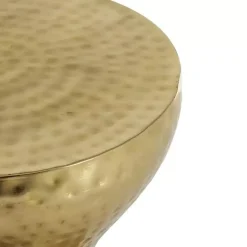 Gold Hammered Hourglass Accent Table