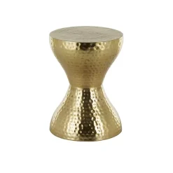 Gold Hammered Hourglass Accent Table