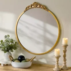 Gold Lana Ornate Round Wall Mirror